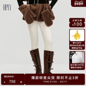 加绒直筒小脚牛仔裤 高腰修身 博主同款 HPLY荷比俪2025冬新款