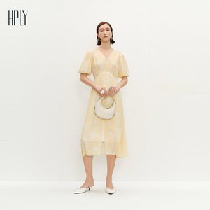 【商场同款】HPLY荷比俪夏季新款女印花轻松度假风格连衣裙