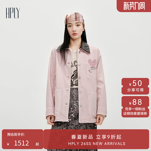 【博主同款】HPLY荷比俪2026春新款棉巴恩风宽松撞色翻领牛仔外套