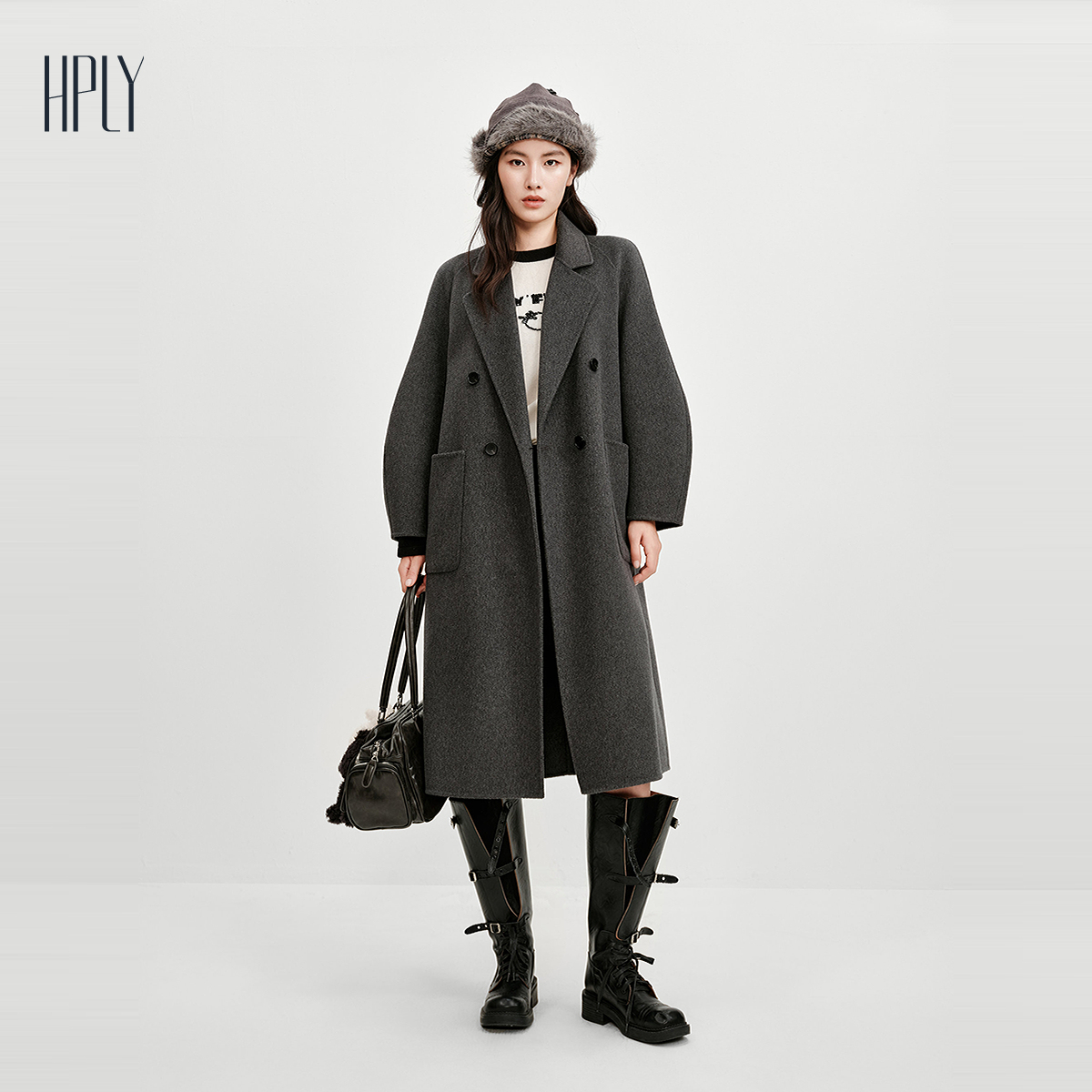 经典翻领 利落大气 双面呢大衣