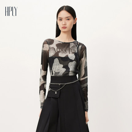 【商场同款】HPLY荷比俪2023秋季新款女梦幻修身上衣HMD32610121