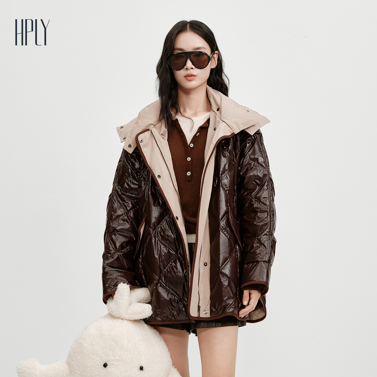 绗缝菱格 撞色拼接 时尚通勤