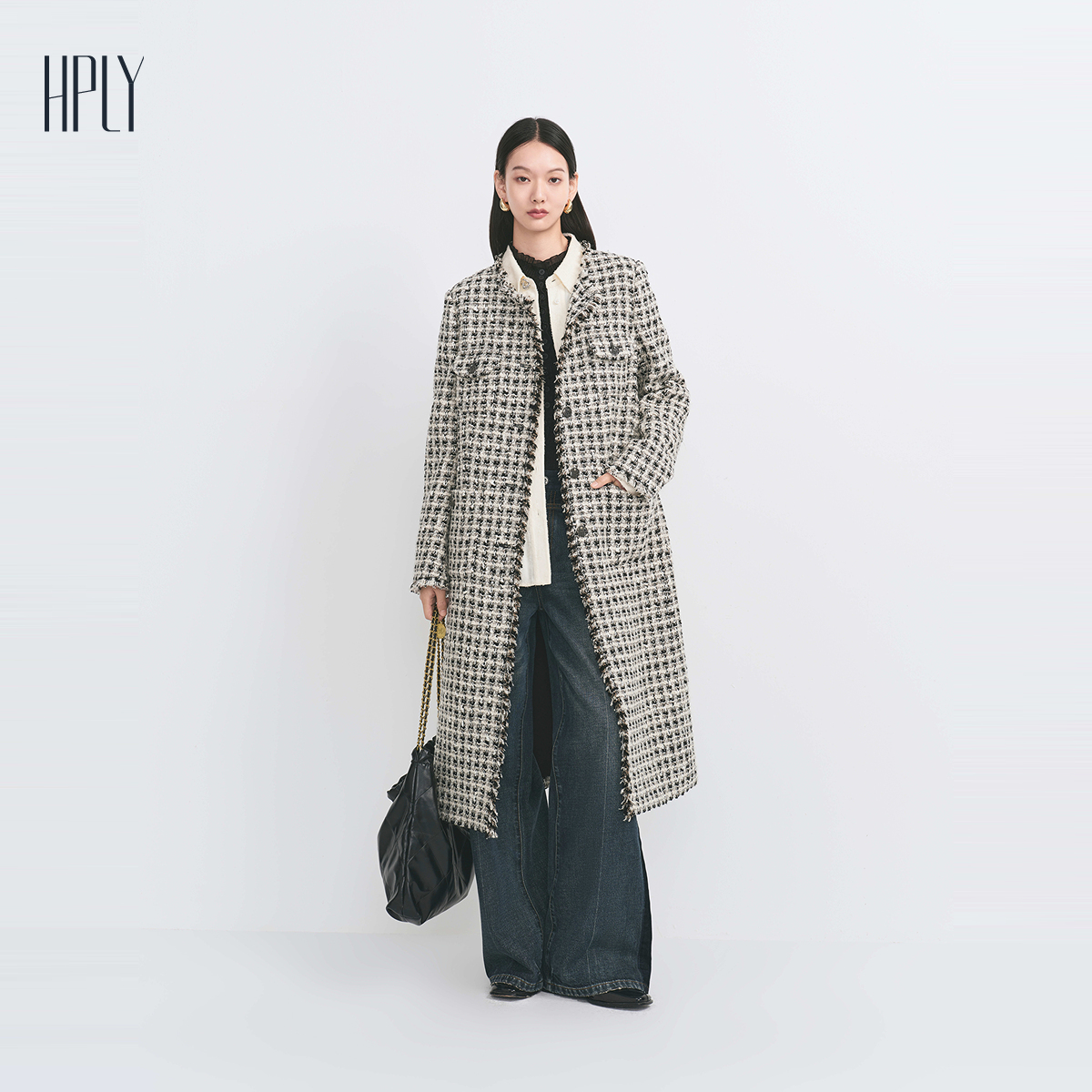 小香风 粗花呢格 宽松H型