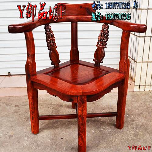 大果紫檀生磨咖啡单椅 缅甸花梨加粗加大休闲椅 红木电脑椅