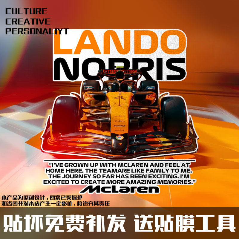 诺里斯4号迈凯伦F1赛车反光车贴