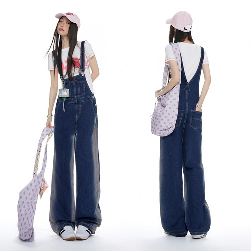 ｜XSD【新品】！2026夏季｜渐变牛仔背带阔腿裤宽松设计感直筒连