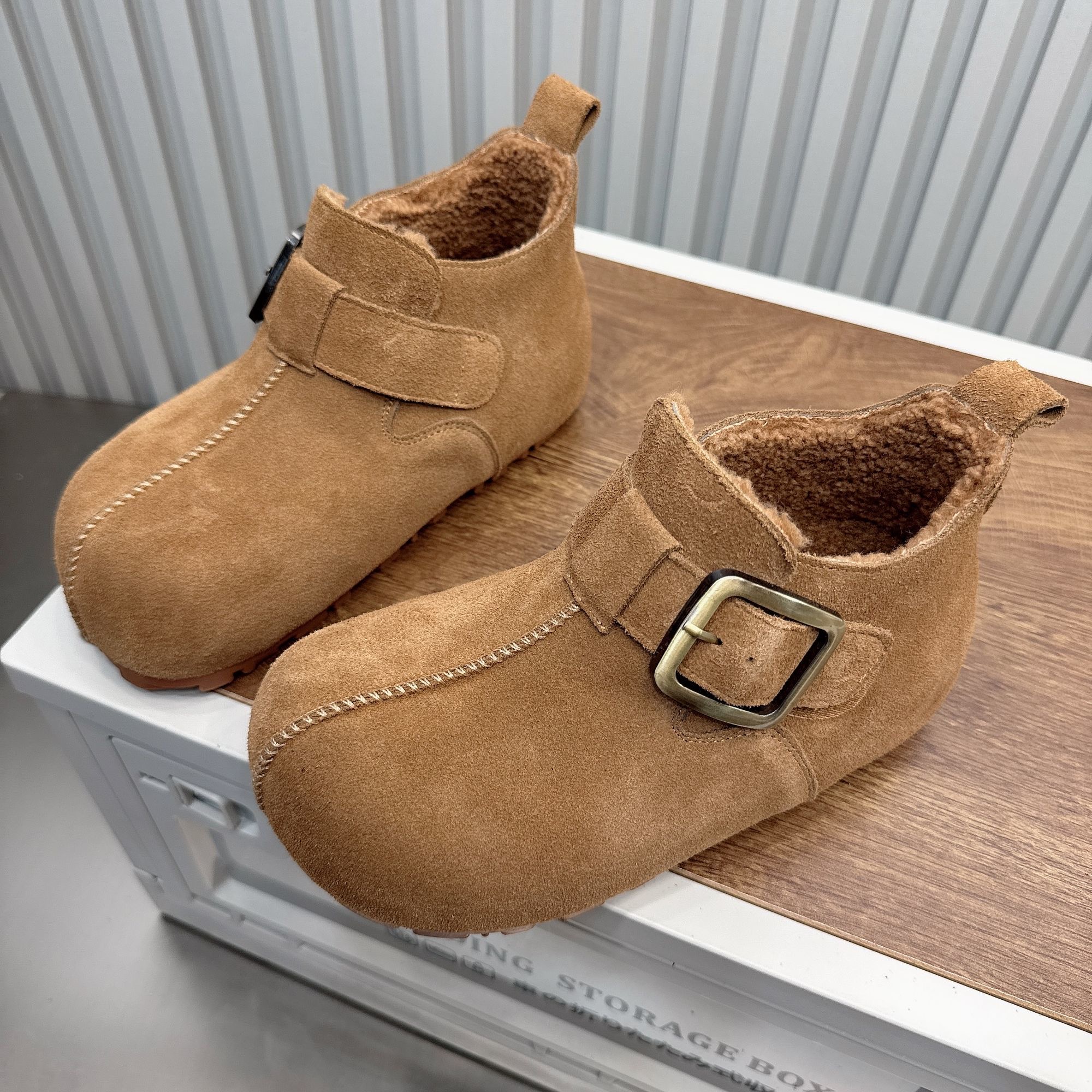 厚底花生加绒全包勃肯鞋女2025冬季新款内增高乐福棉鞋保暖雪地靴