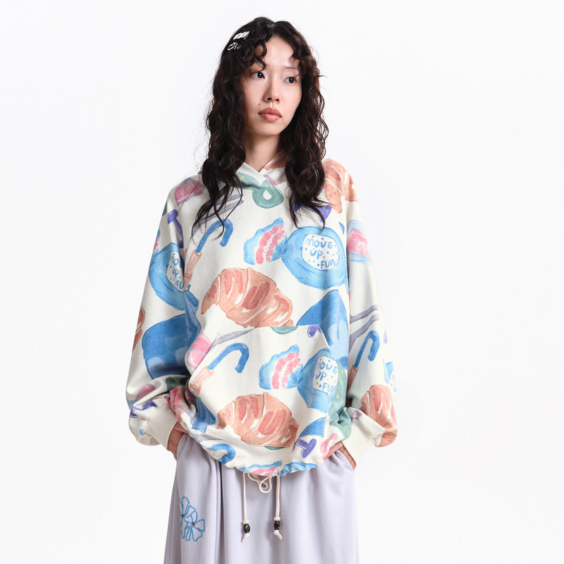 MOVEUP幻走2026春季新款.FUN系列连帽印花抽绳袋鼠袋短款卫衣女,女装/女士精品,卫衣/绒衫,淘宝优惠券,粉丝福利购,淘宝优惠卷