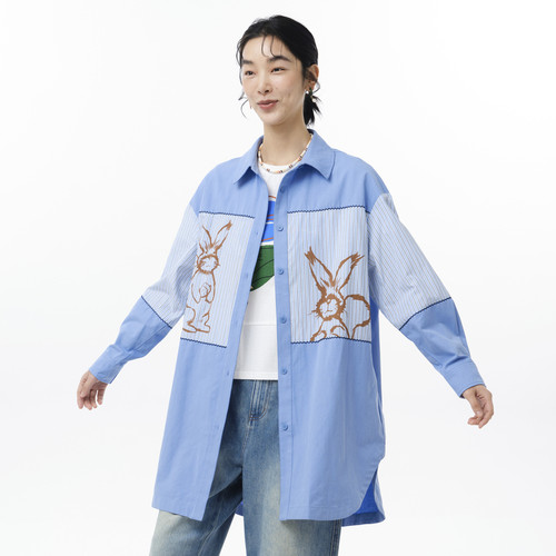 衬衫领、弧形下摆、印花