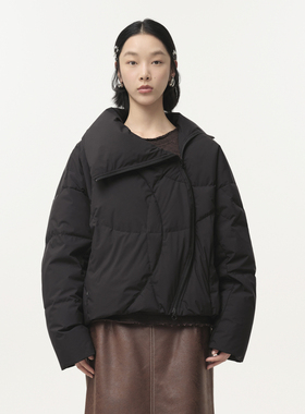 【商场同款】MOVEUP幻走2024冬季新款高领弧形分割短款羽绒服女