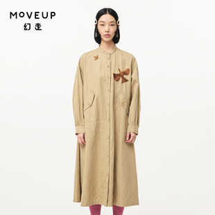 【商场同款】MOVEUP幻走2024秋季新款复古小鸟绣花设计师连衣裙