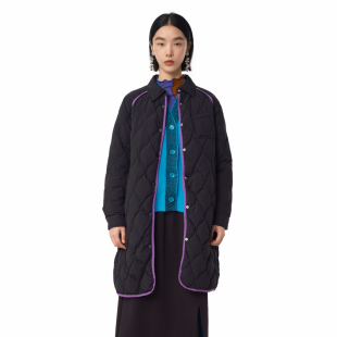 .FUN系列翻领撞色织带开衩长款 羽绒服女 新款 MOVEUP幻走2024冬季