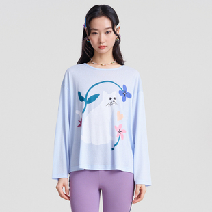 印花短款 .FUN系列莱赛尔圆领罩衫 T恤女 新款 MOVEUP幻走2026春季