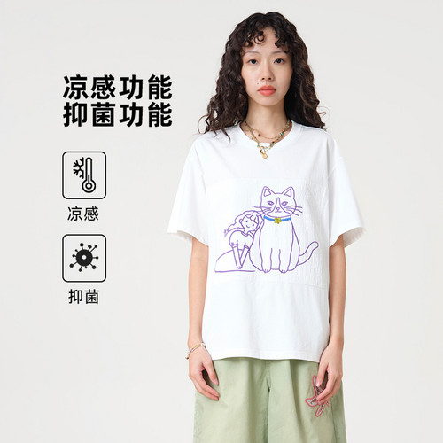 圆领、贴布绣、凉感抗菌