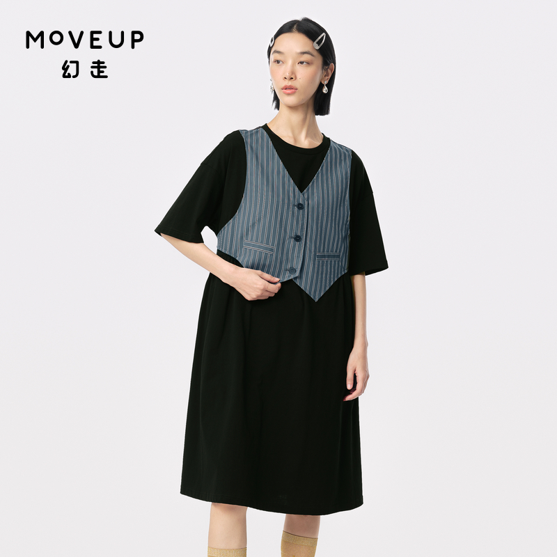 幻走假两件竖条纹设计师Moveup