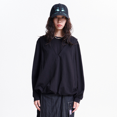 MOVEUP幻走2026春季新款.FUN系列罗纹圆领假两件设计短款T恤女