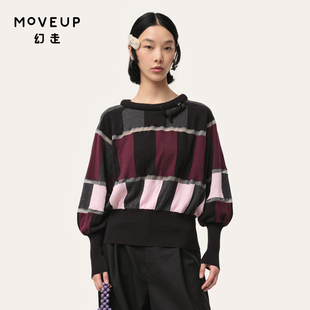 罗纹猫咪胸针撞色短款 新款 商场同款 毛衣女 MOVEUP幻走2024秋季