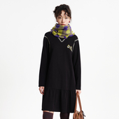 MOVEUP幻走2025冬季 新款 .FUN系列假两件绣花抽褶下摆针织连衣裙