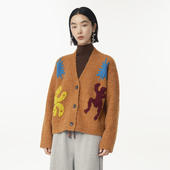 毛衣女 .FUN系列趣味提花设计师撞色开衫 MOVEUP幻走2024冬季 新款