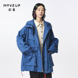 连帽开衩设计师中长款 新款 MOVEUP幻走2023冬季 外套女 商场同款