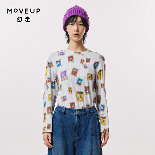 秋季趣味长袖Moveup印花连衣裙