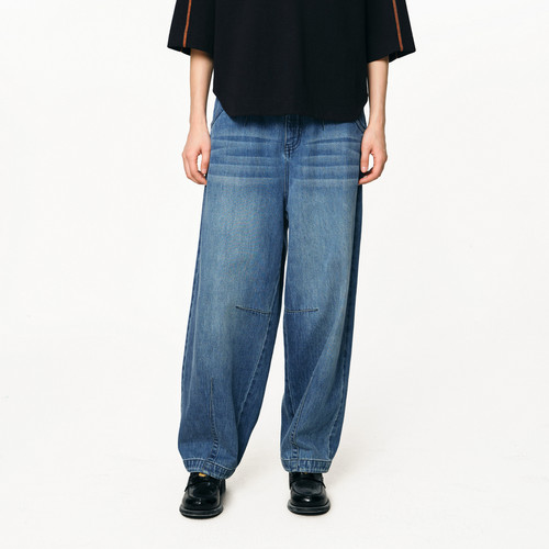 后腰松紧、口袋、脚口收省