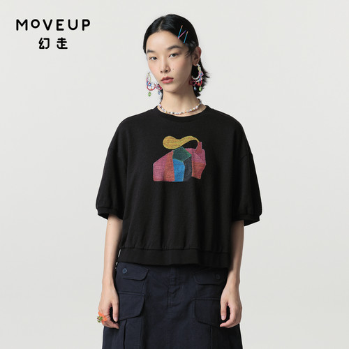 幻走圆领趣味Moveup绣花