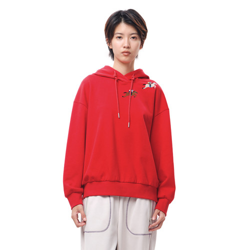 连帽、绣花、罗纹
