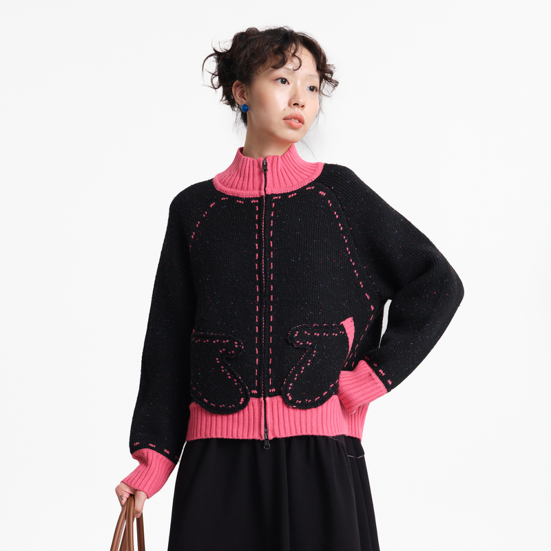 小高领、纱线、手套型口袋