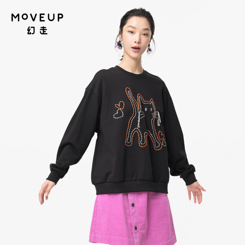 圆领 毛线绣花 罗纹