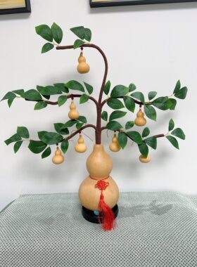 天然葫芦发财树手工编织仿真藤条七星高照客厅空调电视柜家居摆件