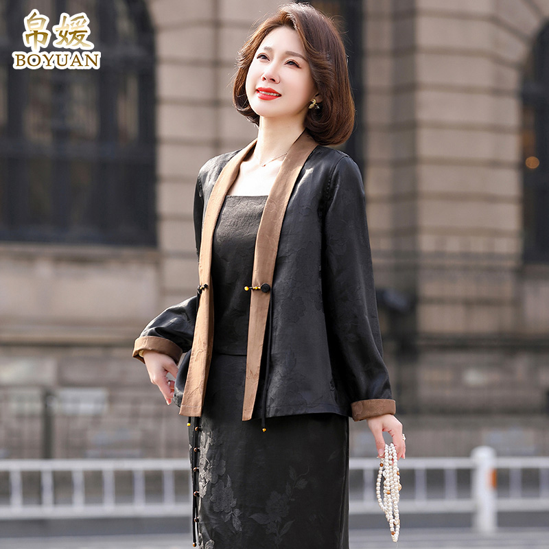 帛媛真丝香云纱新中式外套春上衣