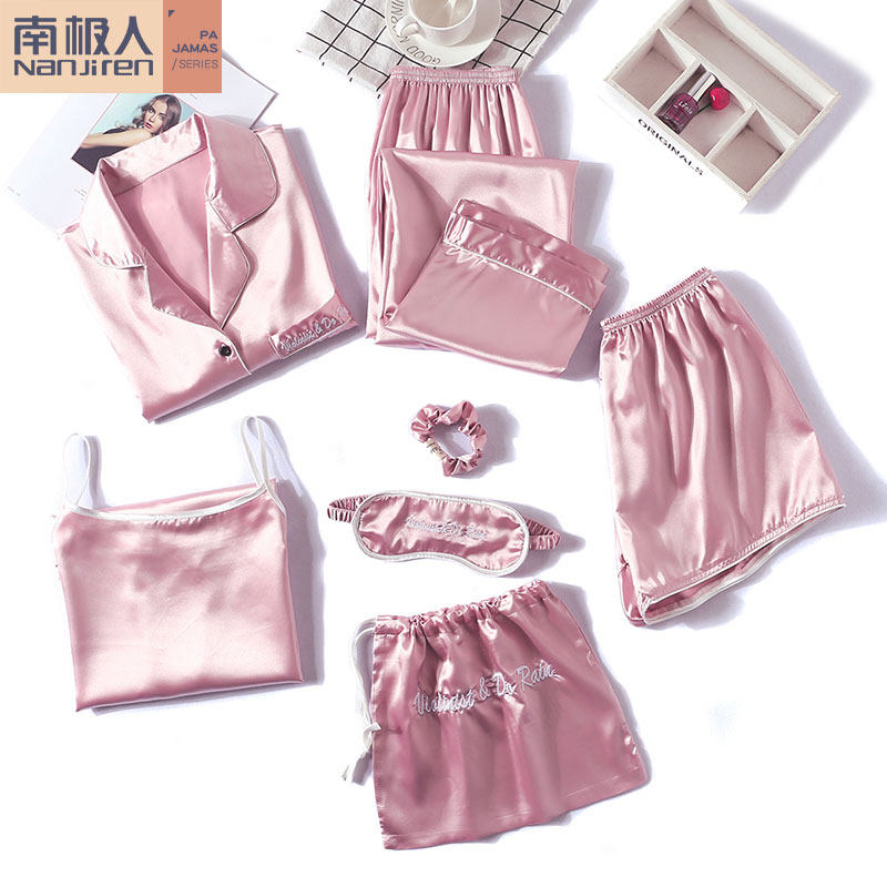 冰丝睡衣女春秋薄款可爱甜美女士性感家居服七件套夏季2022年新款在类目 女士内衣/男士内衣/家居服, 睡裙中 - 来自Buy2taobao.com提供专业的淘宝代购服务