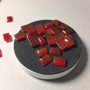 10*14mm天然红玛瑙方形戒面裸石镶嵌红色长方块DIY手工饰品配件