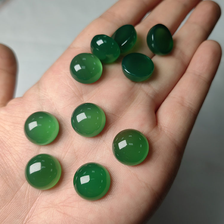 diy10颗宝石半圆镶嵌绿玛瑙