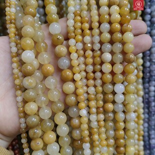 4-14mm天然黄东陵珠散珠手工diy项链戈壁玉老黄玉手链古风配件