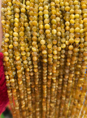 小尺寸3mm4mm金虎眼石圆珠 虎眼石条珠手工diy水晶手链配珠配件