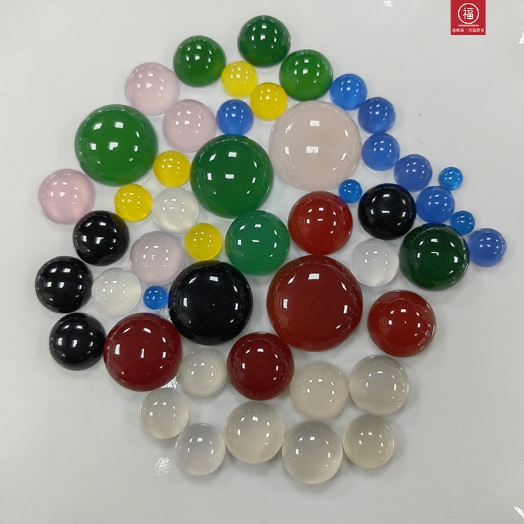 10颗【玛瑙半圆】 形裸石镶嵌 粉红绿粉白玉髓蛋面diy