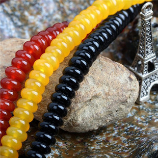 3*6mm天然红玛瑙算盘珠隔片黑白黄红散珠diy项链手链隔珠配珠