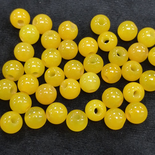 大孔单珠 手链项链隔珠黄玛瑙圆珠DIY手工饰品配件黄玛瑙大孔散珠
