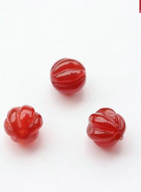 8-12mm南瓜珠 红玛瑙南瓜珠发簪耳环 diy饰品配件手串手链隔珠