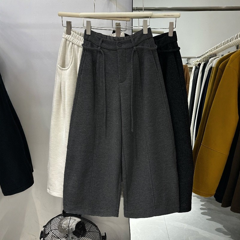 韩系冬季加绒洋气九分羊毛呢阔腿裤女宽松显瘦垂感弯刀气球休闲裤,女装/女士精品,休闲裤,淘宝优惠券,粉丝福利购,淘宝优惠卷