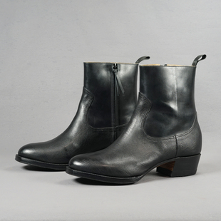 圆头骑士靴马靴 复古摔纹小牛皮 履诚Basic 西部牛仔靴