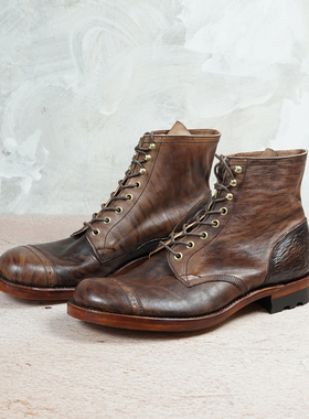 履诚 Artistic 德比军风靴复古袋鼠皮无内衬轻便透气通勤手工男靴