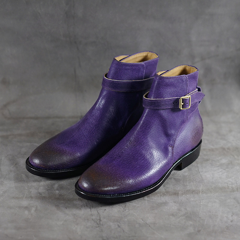 履诚 绑带靴 jodhpur 固特异小圆头 野猪皮 英伦绅士男鞋马靴