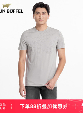 BRAUN BUFFEL/布兰施男士时尚都市短袖T恤圆领T套头印花休闲上衣