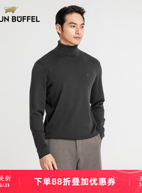 BRAUN BUFFEL/布兰施男士经典纯色保暖毛衫羊毛高领商务长袖毛衣