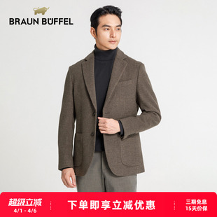 BRAUN 布兰施男士 商务保暖休闲单西绅士西装 羊毛外套西服 BUFFEL