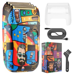 跨境新款涂鸦电动剃须刀 弧形三刀网浮动刮胡刀 镀金往复式光头器