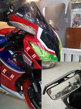 适用摩托车CBR600/1000RR改装定风翼后视镜风刀F5碳纤破风刃配件